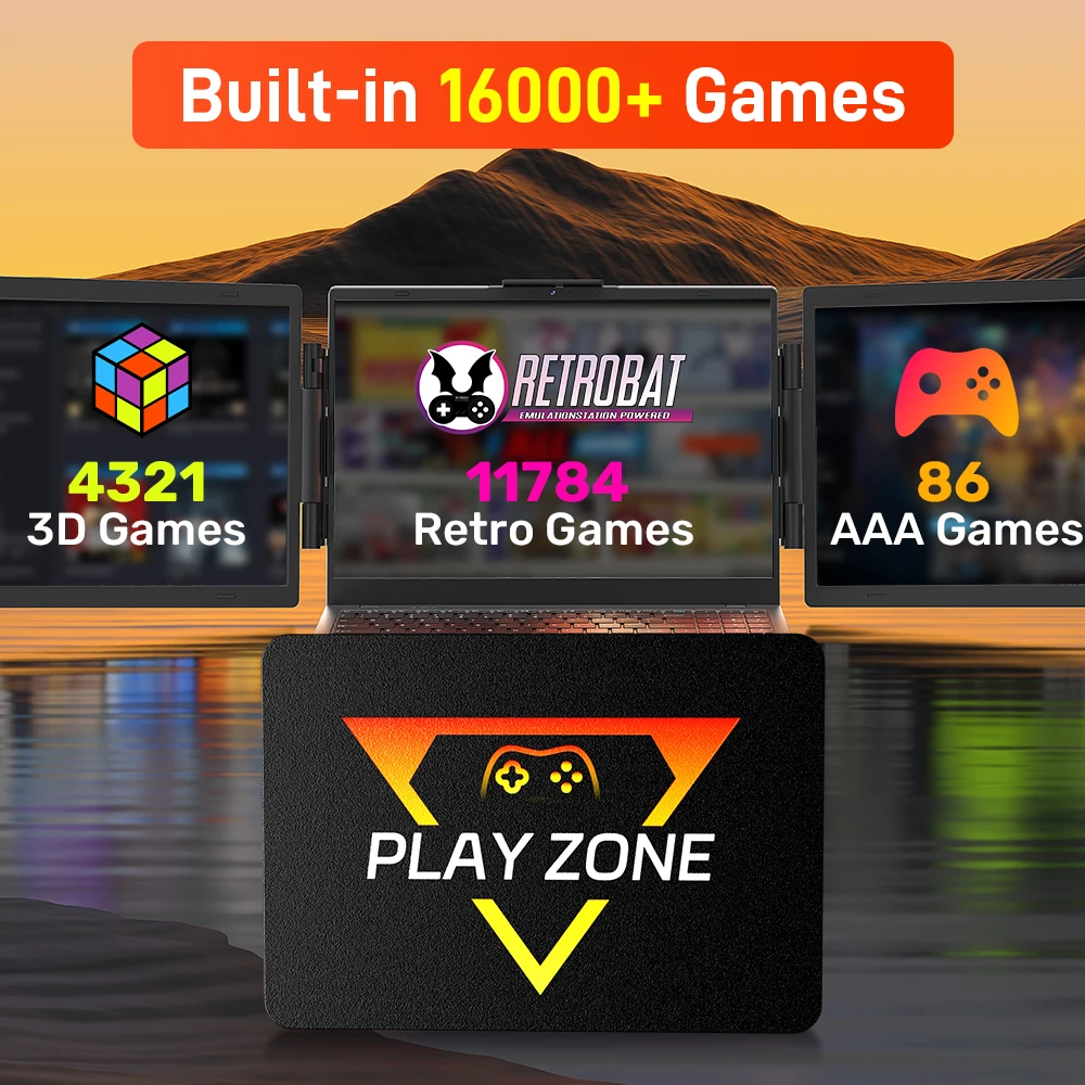 PlayZone 1T Retro Game SSD لـ PS5/PS4/PS3/PS2/Xbox/Switch/WII محرك الأقراص الصلبة المحمول المدمج في 16000+ ألعاب لـ Win PC/الكمبيوتر المحمول