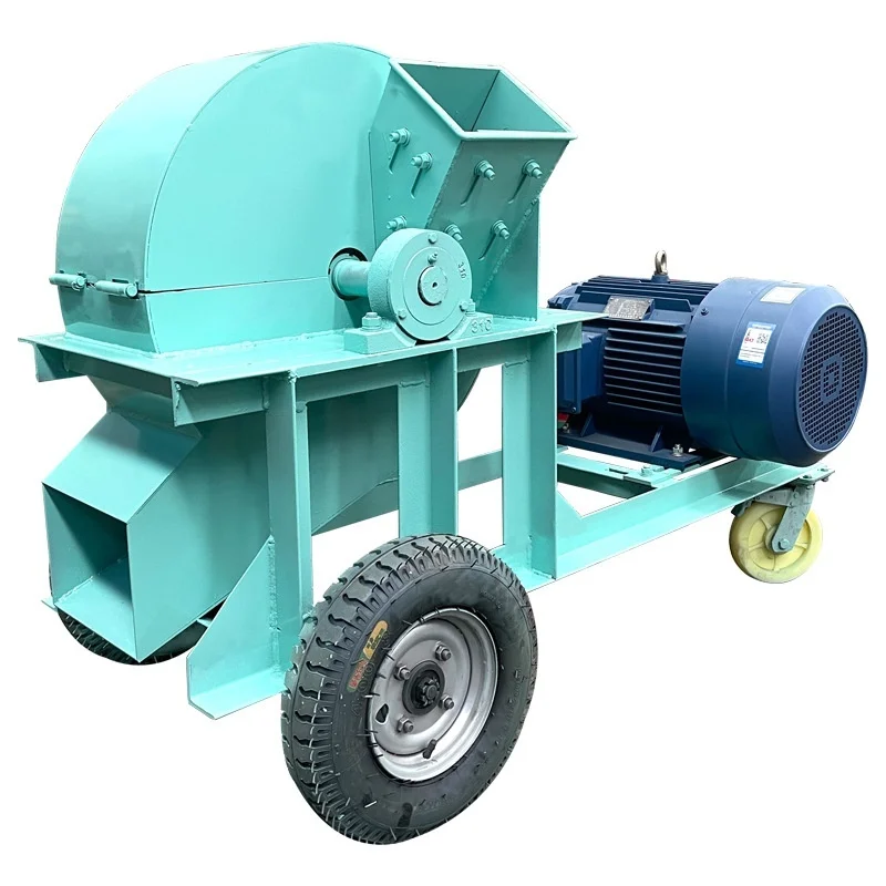 Mobile Wood Crusher Arge Orchard Branch Circular Wood Automatic Feeding Crusher Heavy-duty 7 Horsepower Pneumatic Compact Type