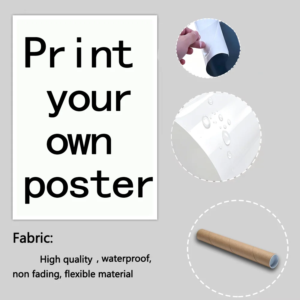 1Pcs Personalized Custom PP Synthetic Paper Photo Poster, Custom Print for Family Pet Anime Wedding Scenery Home Wall Art Decor