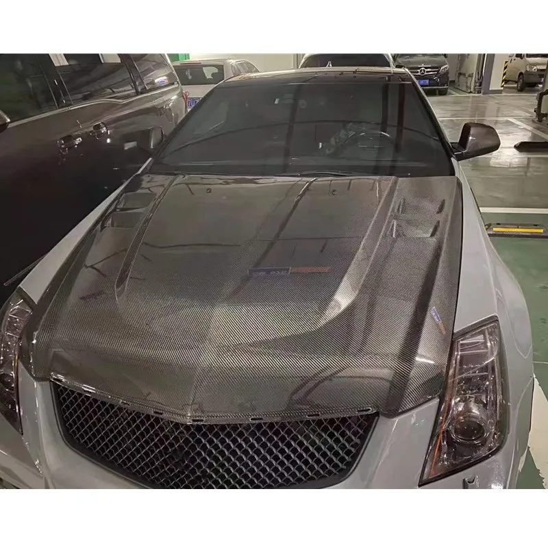 Hood Car Bonnet for Cadillac CTS 2008-2012 CTS Gen 2 Carbon Fiber Engine Hood Cover Body Parts Auto Accessories