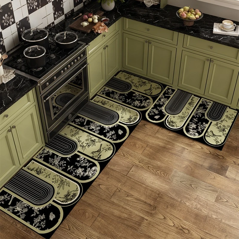 

Kitchen Floor Mat Absorbent Diatom Mud L-shaped Foot Mats Non-slip Oil Absorption French Style Carpet Home Decoration Rugs 주방 카펫