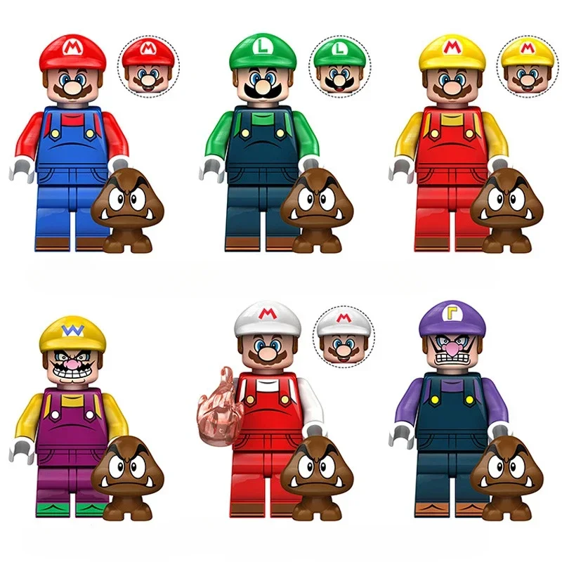 Super Mario Bros мультфильм мелкие частицы экшн-игрушки фигурки сборка детская игрушка детские подарки на день рождения Супер Марио DIY ручная работа