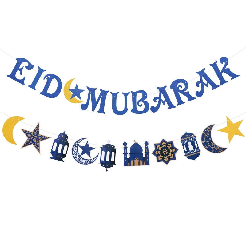 EID Mubarak Banner Garland Ramadan Kareem Moon Star Paper Bunting Flag 2025 Islamic Muslim Party Home Decoration Supplies Gifts