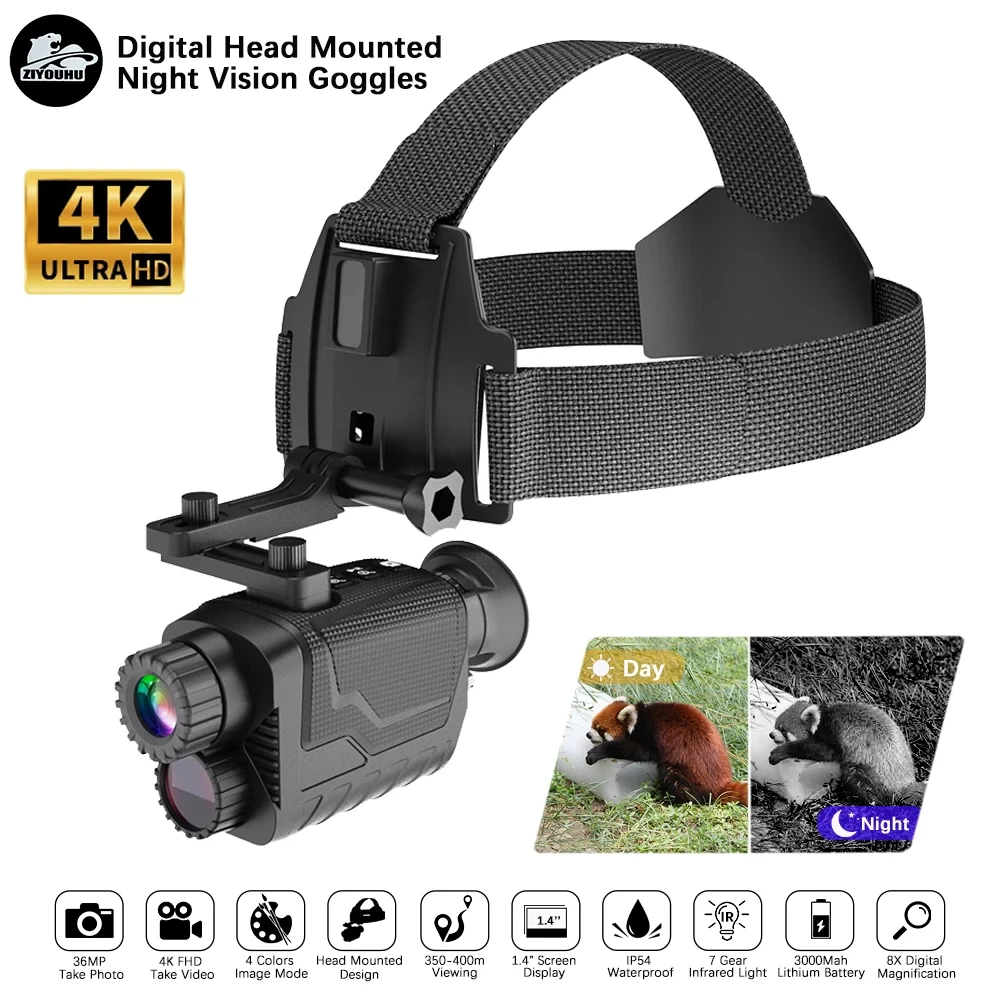 

NV8260 Hunting Helmet Night Vision Goggles Patrol FHD 4K Video 400M Infrared Camcorder Head Mounted Night Vision Monocular