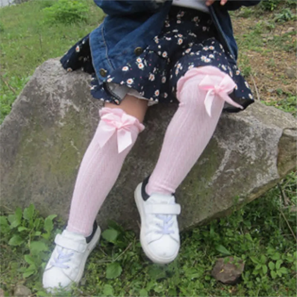 Girls Leg Warmers Cotton Korean Cute Lace Bow Knee High Baby Girl Princess leg warmers girls Dance Stocking