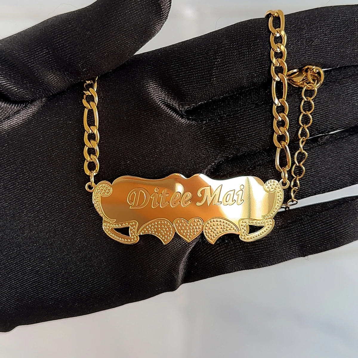 Customized Double Name Necklace 18K Gold Plated Nameplate 3D Necklace Personalized Choker Women Double Layer Name Necklace Gifts