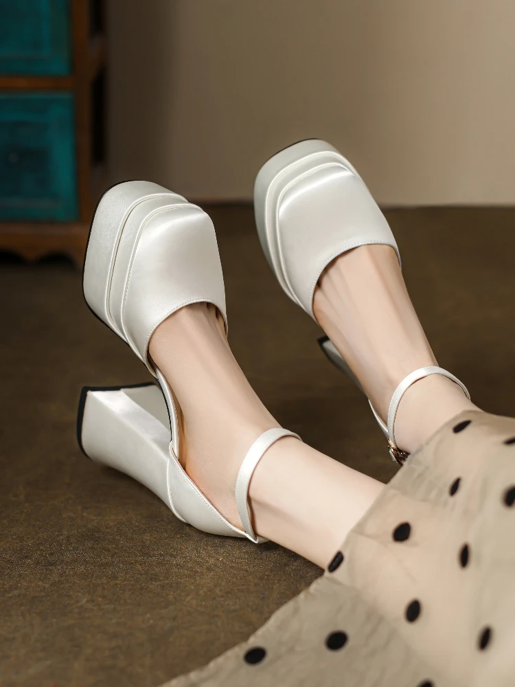 

Ele High Heels Waterproof Platform Thi Heel Women's oes for Wedding Performance Par Faionable Polyester Fiber