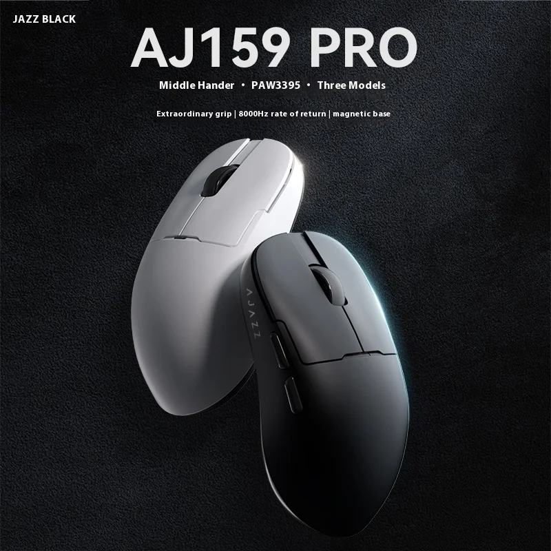 Ajazz AJ159PRO Wireless Mouse 8000hz PAW3395 Sensor Three Mode Gaming Mouse 400mAh Long Battery Life 56g Light Weight FPS Gamer