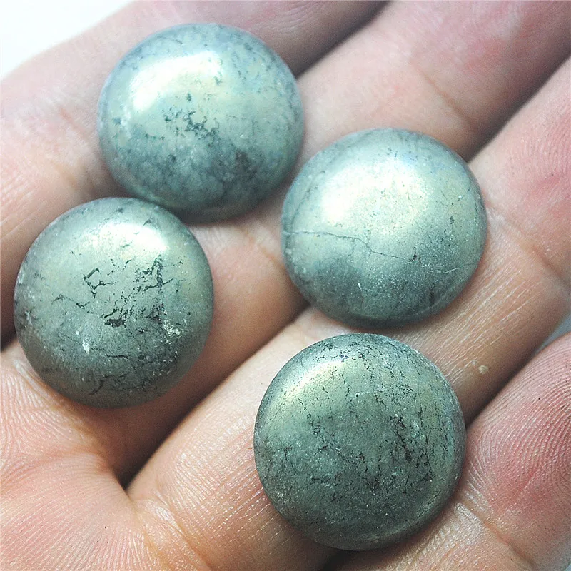 4PCS HOT PYRITE CABOCHONS LOOSE BEADS CABS SIZE 20MM ROUND SHAPE NO HOLE DIY JEWELRY FINDINGS  BEST CHOICE