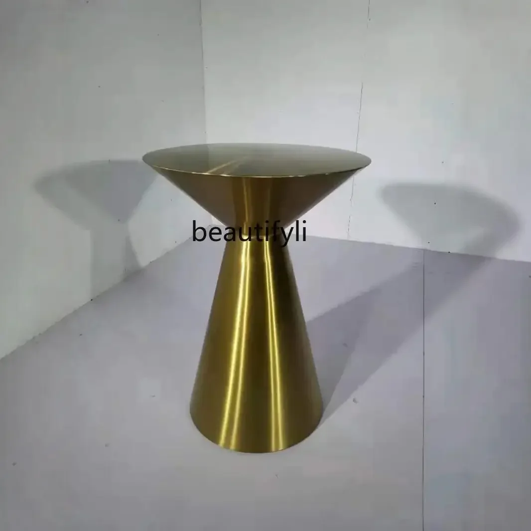 

SS ss7486 stainless steel light luxury coffee table living room sofa titanium edge hotel homestay designer light luxury small ro