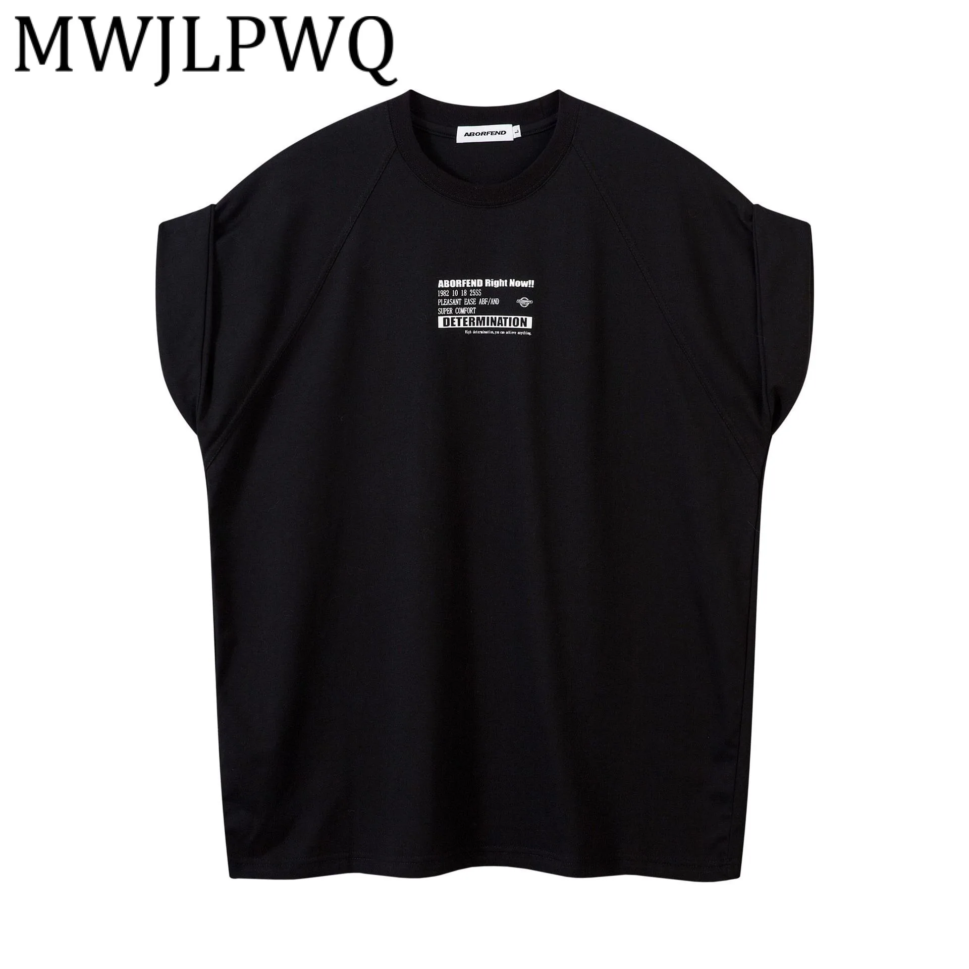 

MWJLPWQ American Printed Design T-Shirt Modish 2025 Summer Fashion High Street Simple Loose Sleeveless Casual Tops 21705