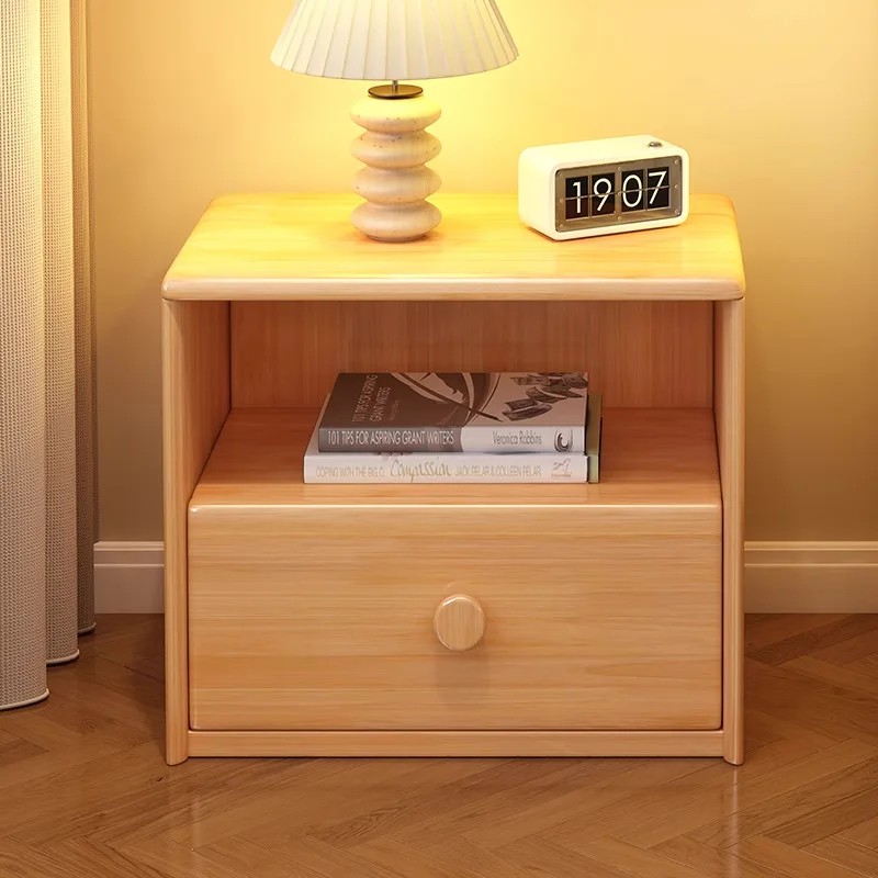 طاولة بجانب السرير من الخشب الصلب، حديثة وبسيطة، خزانة غرفة النوم المنزلية، خزانة صغيرة فاخرة بجانب السرير، درج تخزين