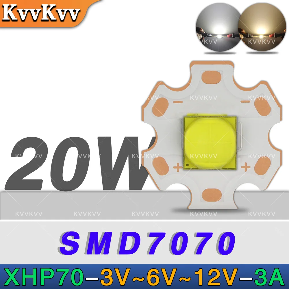 High Brightness LED Lamp Beads 20W 12V 40W LED Chips 3V 6V XHP70 7070 Warm White Light For Flashlight Headlight DIY Accessories