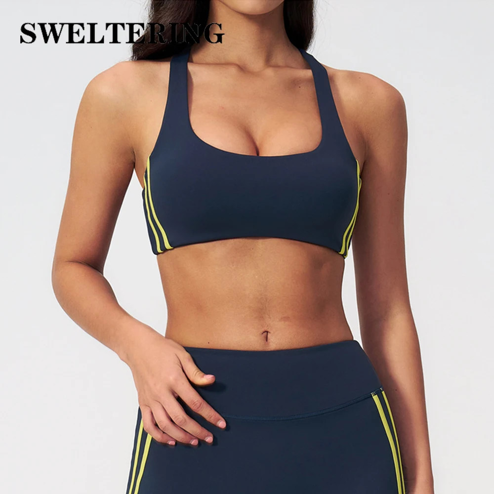 Summer Yoga Bra Women's Quick-Dry Workout Top Gym Sports Underwear Female Cycling Running Tight Top U-Back Fitness Underwear