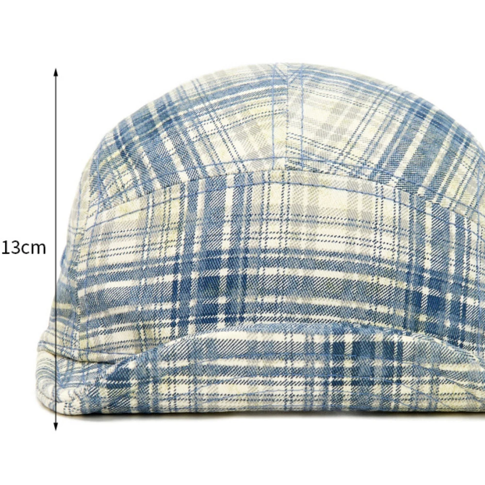 HT5122 Neue Frühling-Sommer Faltbare Baseballkappe für Herren und Damen Karierte Snapback-Kappe mit Rollrand Unisex Weiche Verstellbare Hip-Hop-Kappe – Detail 3