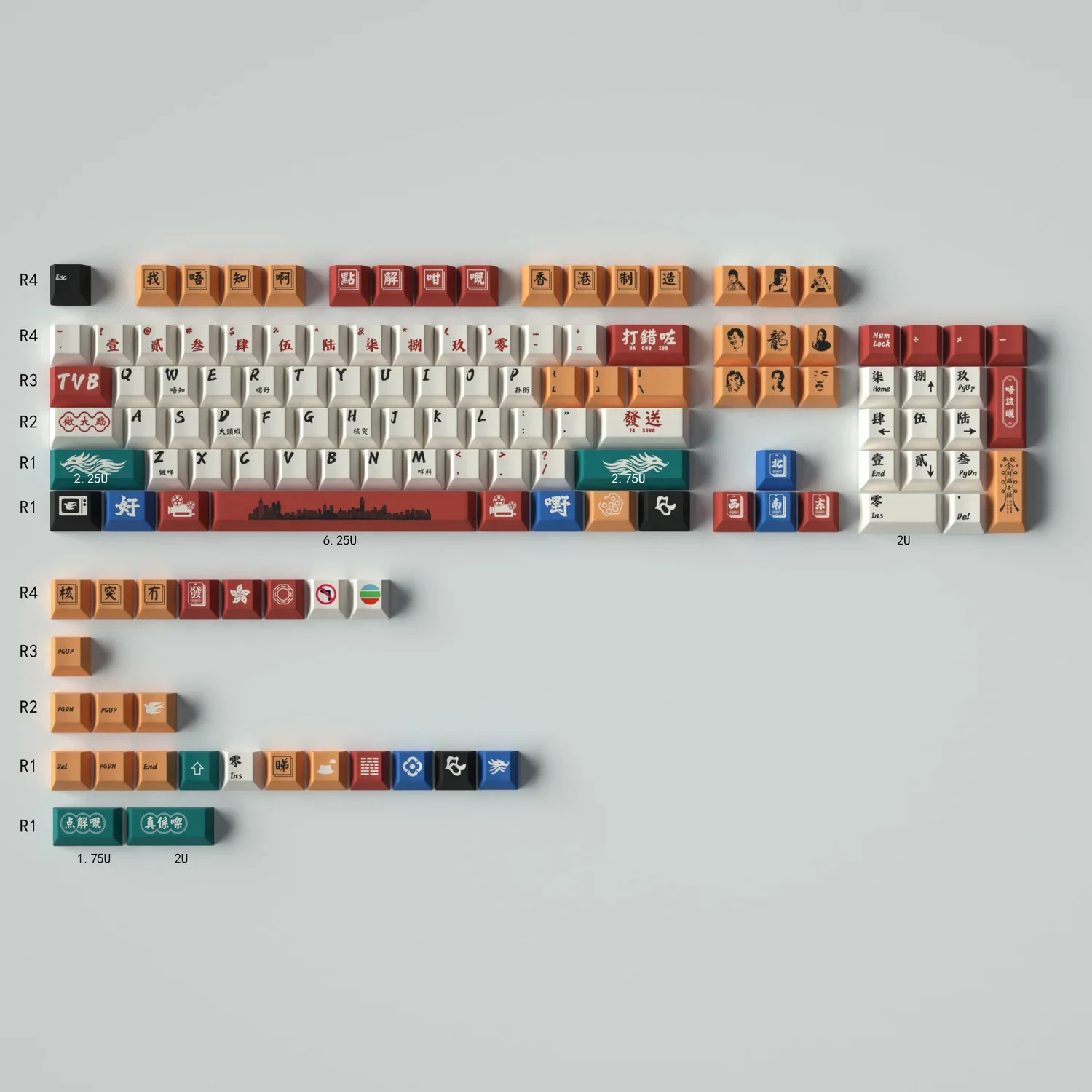 Retro Hong Kong style theme personalized mechanical keyboard keycaps full set of PBT hot sublimation original 68 75 87