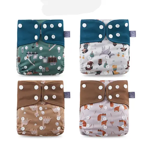 Breathable Mesh Cloth 4pcs/set Cloth Diaper Washable Adjustable Reusable OS Baby Cloth Pocket Diaper