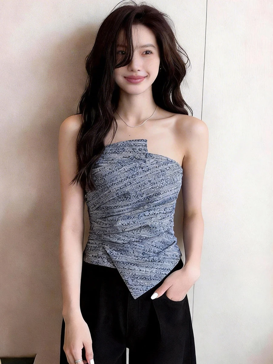 Elegant Wrap Chest Vest Women's Inner Wear Outerwear Summer Fashionable Slim Fit Sleeveless Beautiful Bustier Top