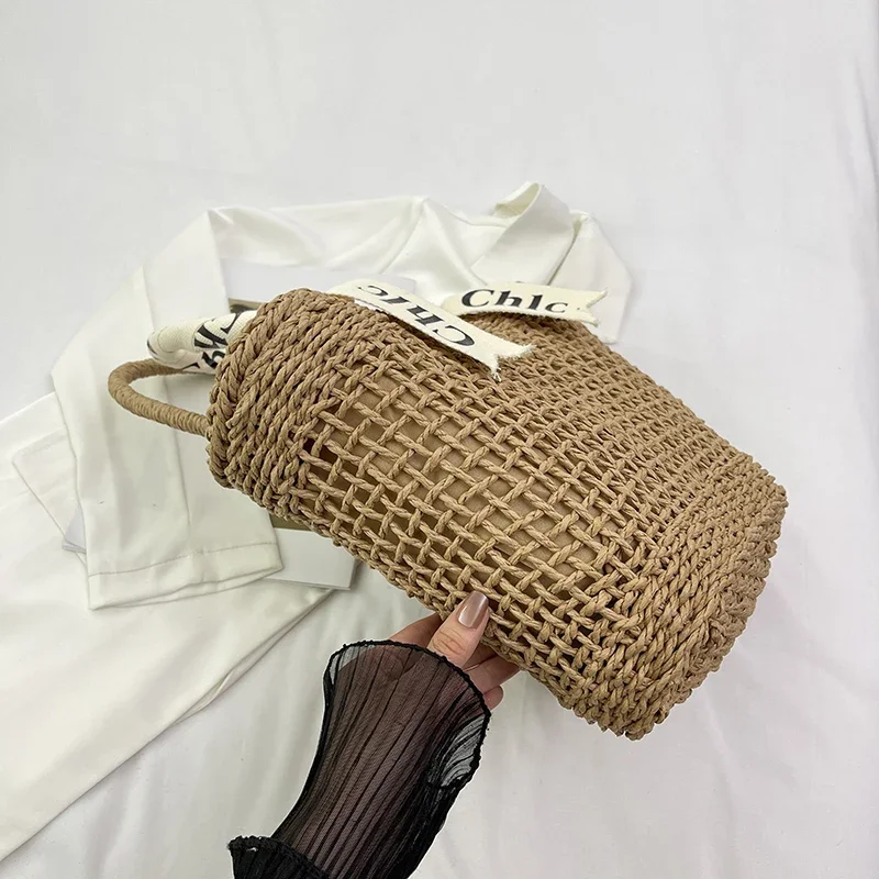 New Women\'s Bag High Quality Straw Woven Hollow Inner Tank Large Capacity Shoulder Bag 2024 Summer Leisure Shopping Handbag