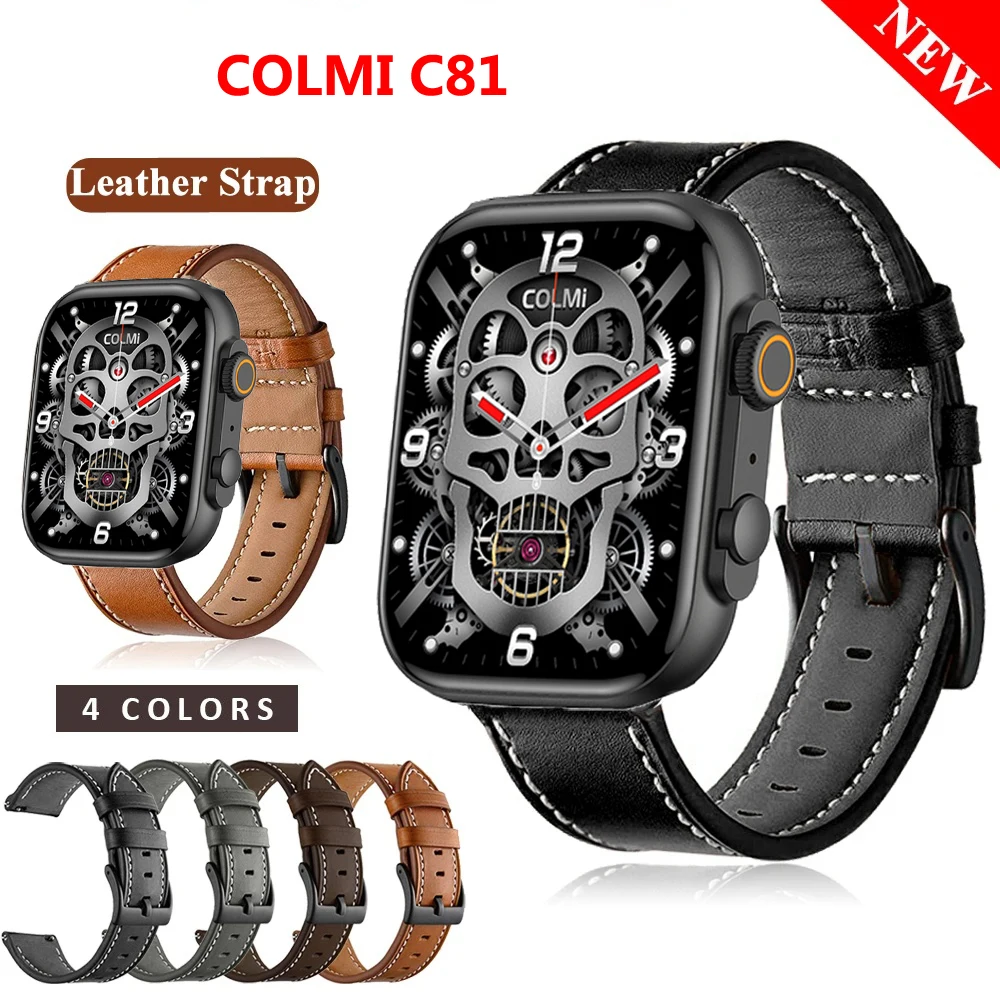 

22mm Leather Strap Watchband for COLMI C81 P71 P68 Smart Wriststrap Quick Releas Bracelet for COLMI P68 P60 Watches Accessories