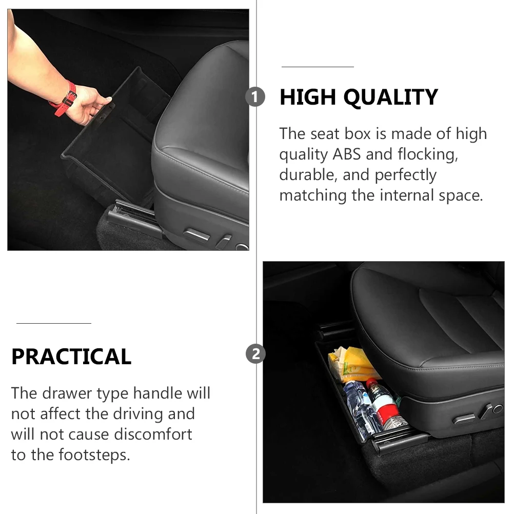

Storage Box Under Seat Car ganizer Black ABS Flocking Durable Quality Lining Prevent Slipping Scratching Drawer H