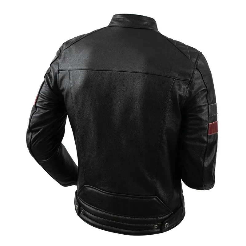 Protetores jaquetas de motocicleta jaqueta de couro dos homens roupas de couro genuíno natural casaco de equitação S-2xl roupas de motociclista