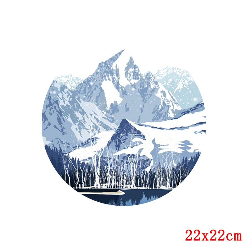 Mountains Patch Iron-on Transfers For Clothes Outdoor Applique Heat Thermal Transfer For Clothing Stickers DIY Iron On Patch