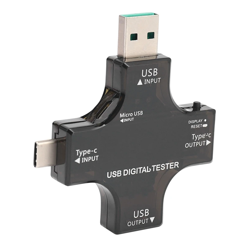 USB C Tester,2 In 1 Type C USB Tester Color Screen IPS Digital Multimeter,Voltage,Current,Power,Resistance,Temperature,With Clip