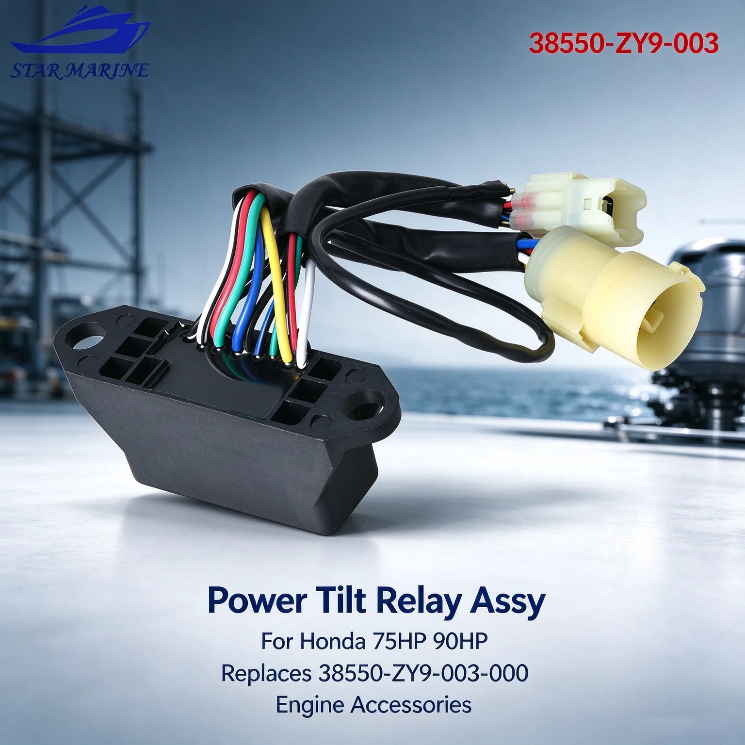 Boat Motor Relay Assy,Power Tilt 38550-ZY9-003 for Honda 75HP 90HP 38550-ZY9-003 38550-ZY9-003-000 Engine Accessories