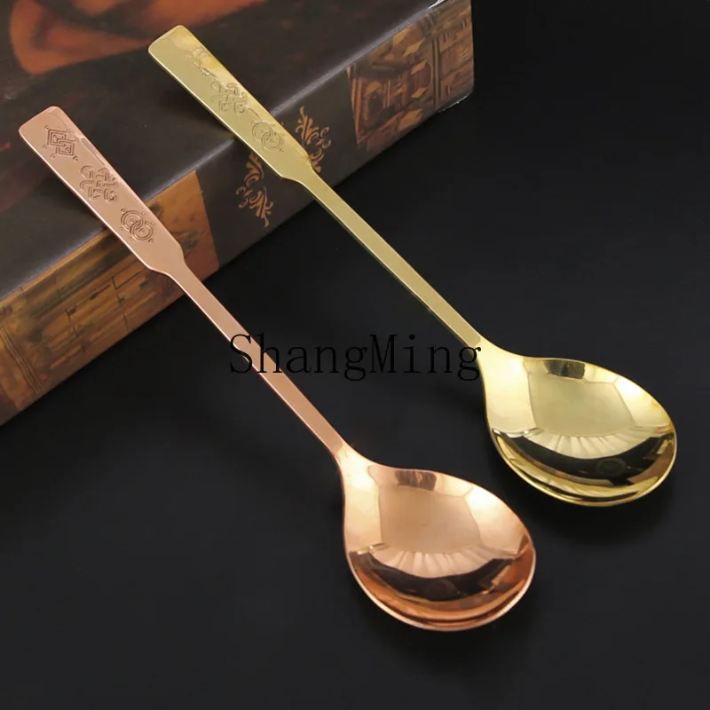 

DSA household solid brass spoon household thickened long spoon rice dessert spoon wholesale