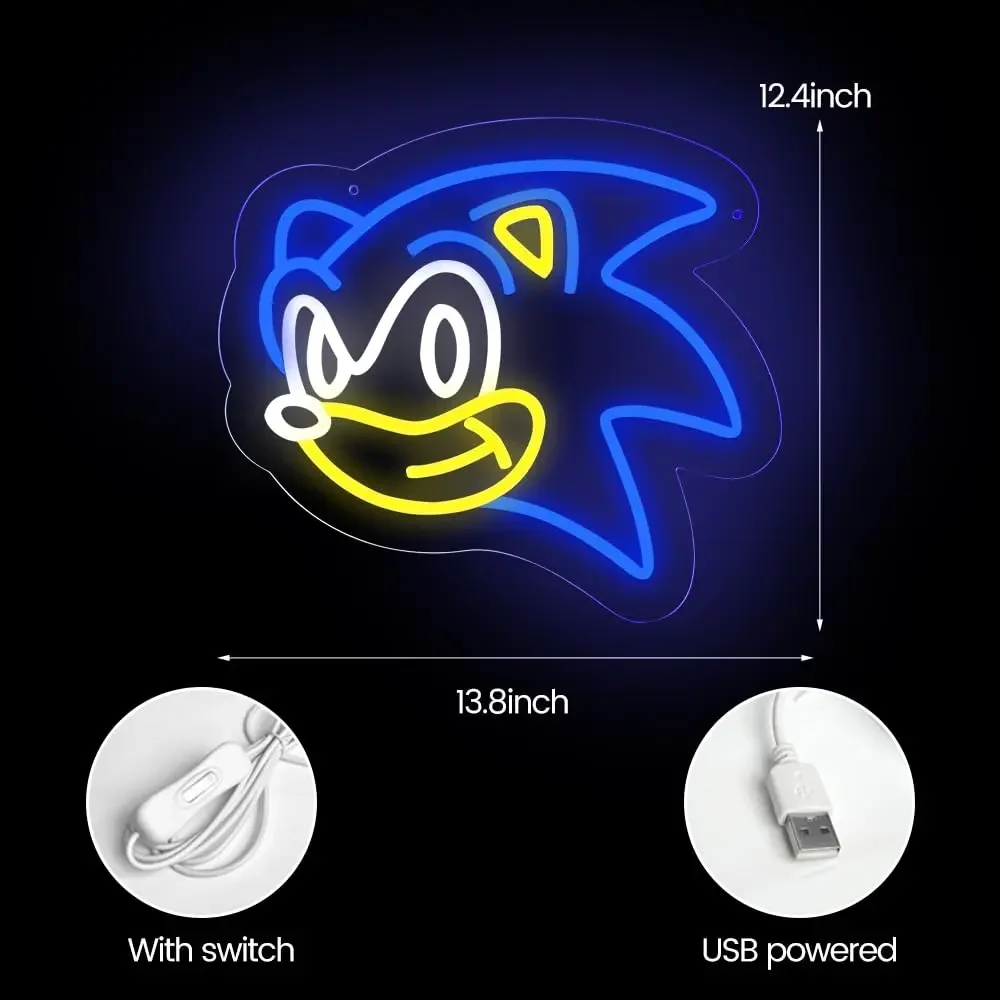 Creative Gifts Birthday Party Christmas The Hedgehog Neon Signs Anime Led Gamer Neon Sign USB Power Light Light Up Signs