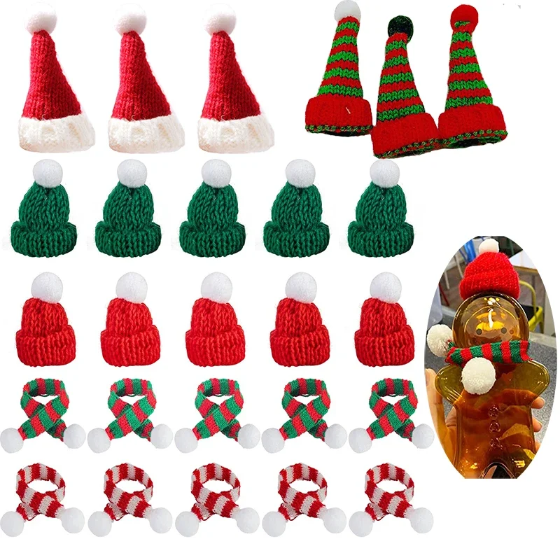 Christmas Mini Knitting Hats Doll Hat Scarf Material For Crafts DIY Ornament Cute Doll Clothes Accessory Sewing Craft supplies