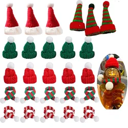 Christmas Mini Knitting Hats Doll Hat Scarf Material For Crafts DIY Ornament Cute Doll Clothes Accessory Sewing Craft supplies