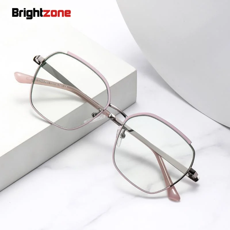 New Women Anti Blue Light Blocking Reading Eye Glasses Metal Bicolor Alien Computer Eyeglasses Frame Ladies Prescription Eyewear