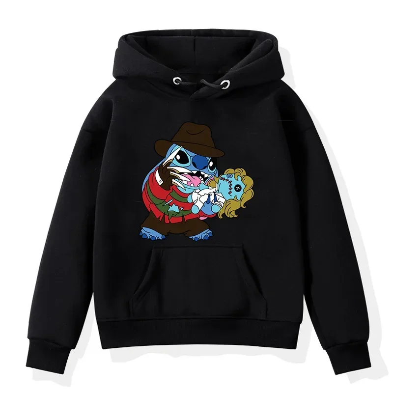 Lovely Pattern Halloween Male Sweatshirts Fashion Pocket Disney Stitch Cartoon Cozy Men Hoodies Autumn Winter Popular Pullover