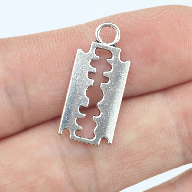 30pcs 12*25mm  Razor Blade Charms Silver Color Tibetan Tone Double Sided DIY Metal Bracelet Necklace Jewelry Findings image 2