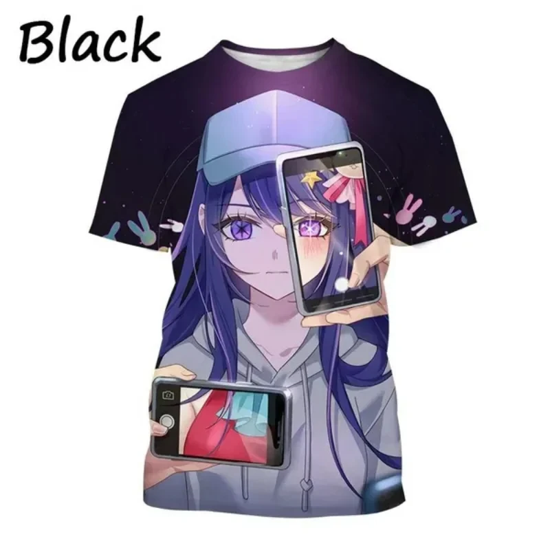 Anime Oshi No Ko Ai Hoshino Pattern 3D Printed T-Shirt Men Women Cosplay Short Sleeve T Shirts Oversized Tees Tops Kids Clothing