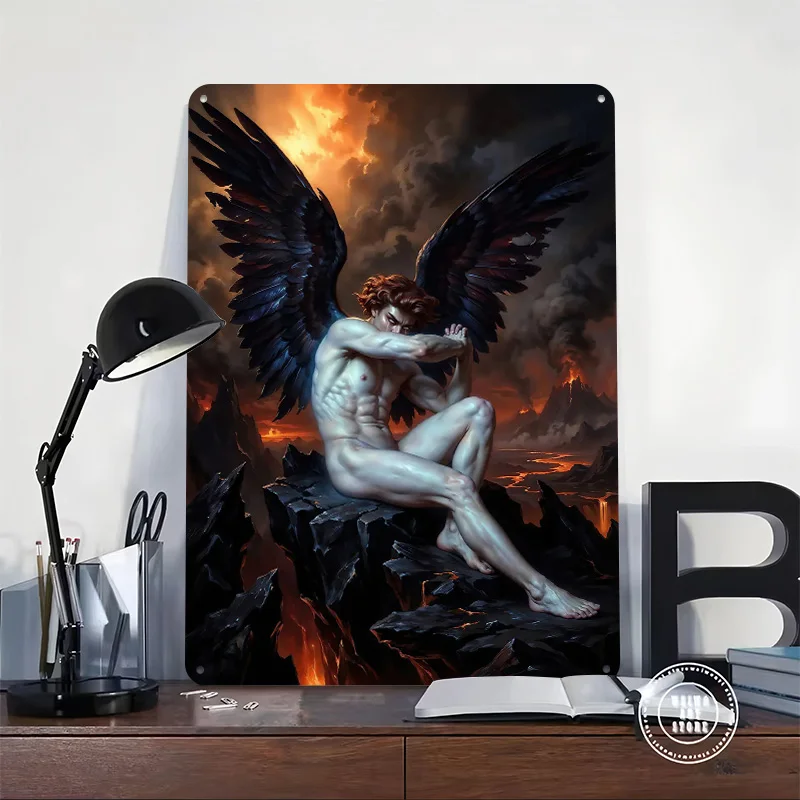 Fallen Angel — Exile of Light 3D Printed Texture Poster Personalized Wall Art Retro Metal Tin Signs for Home Decoration Luxury