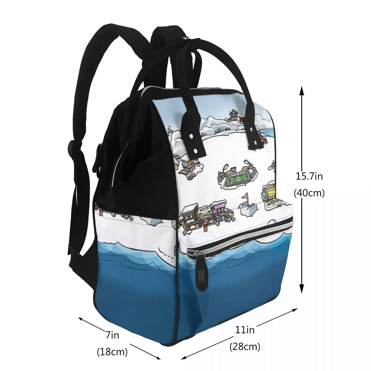 Club Penguin Map Student Backpack School Bag Hiking Travel Daypack for Men Women Bookbag Shoulder Bags