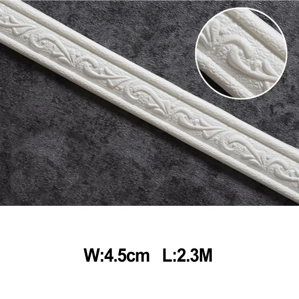 

Skirting Border Wall Trim Line Protection Strip Three-dimensional Waist Line Wall Sticker 1pcs Waterproof 2.3m*4cm