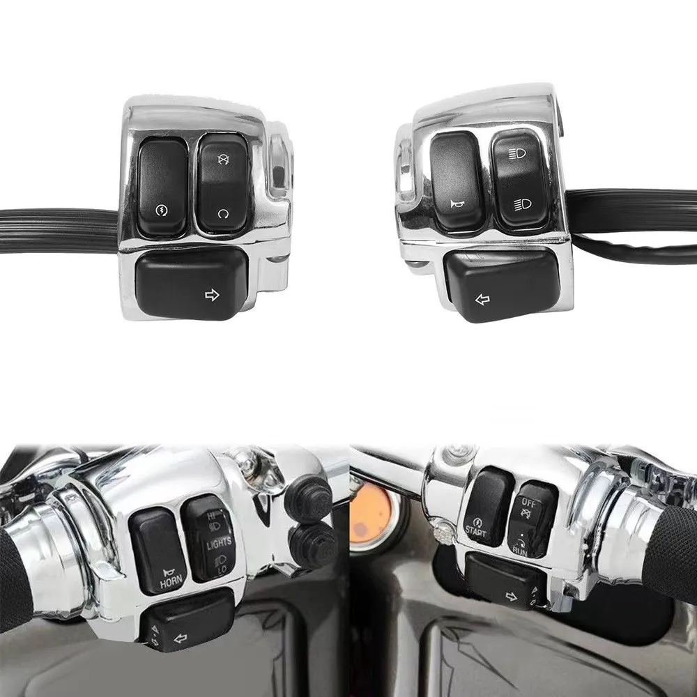 

1" 25mm Motorcycle Handlebar Control Switches W/ Wiring Harness For Harley Dyna softai Sportster 1200 883 V-Rod 1996-2012