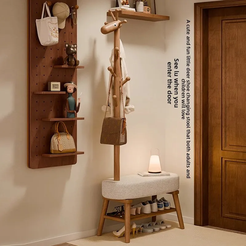 deer shoe change stool hanging, hanger integrated, shoe stool at the door of the home can sit on shoe cabinet coat rack