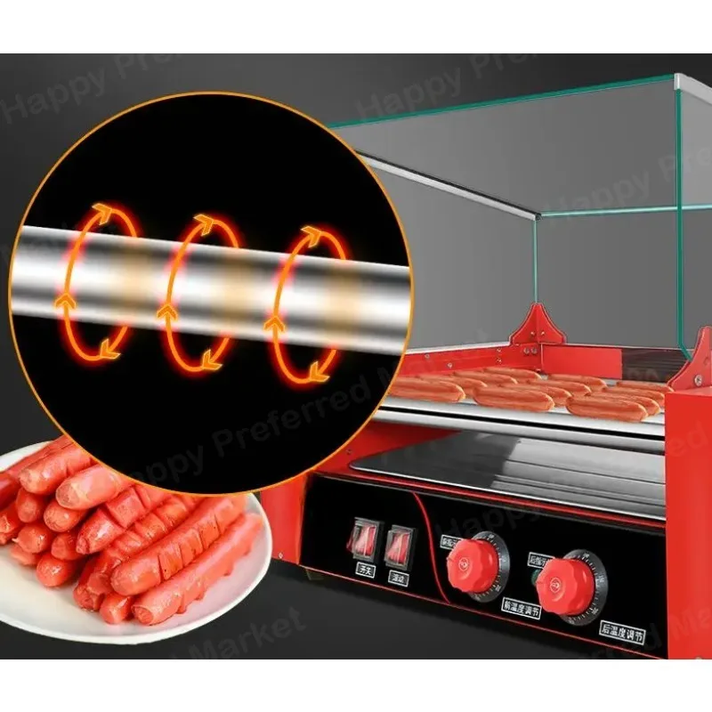 Electric Sausage Baking Machine Commercial Sausage Maker Automatic Mini Dual Control Temperature