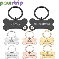 Personalized Pet ID Tag Keychain Engraved Pet ID Name for Cat Puppy Dog Collar Tag Bone Shape Pendant Keyring Pet Accessories