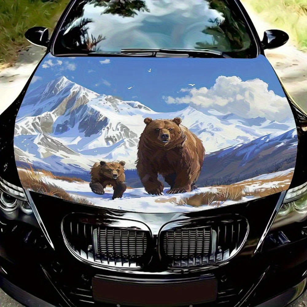 

Big Brown Bears And Small Brown Bears Car Hood Vinyl Sticker, Universal Fit, Durable Paper Material, Engine Cover Decal, Auto Ac