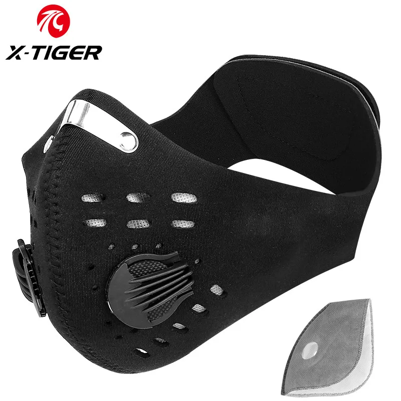 X-Tiger Cycling Mask With 1pc Filters Breathable MTB Bike Cycling Face Mask Activated Carbon Dustproof Sports Running Face Cover