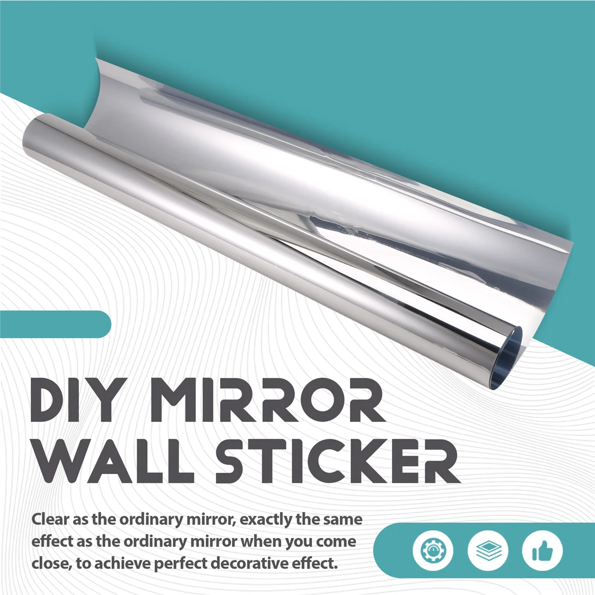 B59AMirror Wall Sticker Rectangle Self Adhesive Room Decor High Quality Furniture Films Mirror Foil 50X50cm