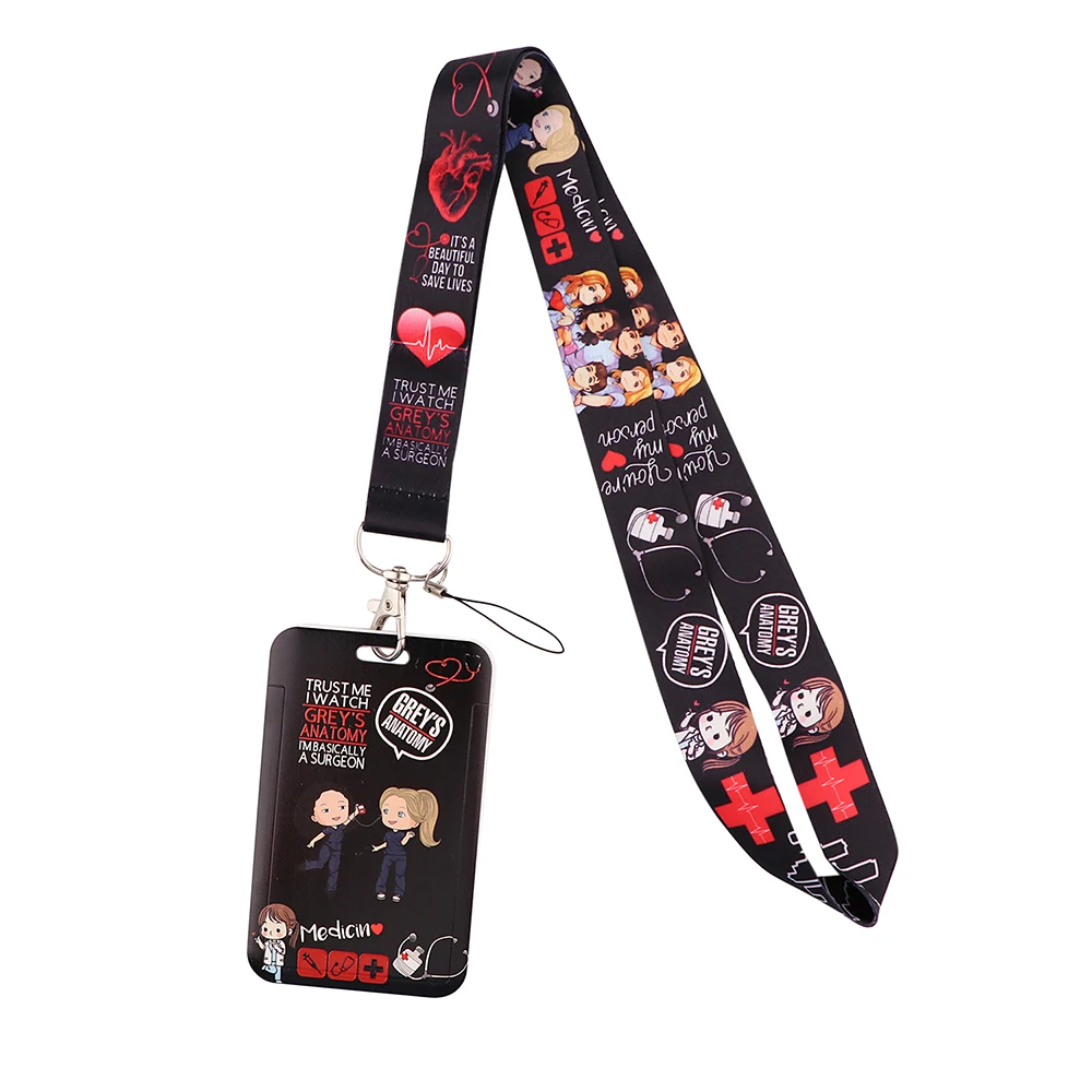 Ransitute R2335 Medical Doctor Theme Virus Cells ID Card Holder Bus Card Holder Staff Card Lanyard For Keys Phone DIY Hang Rope
