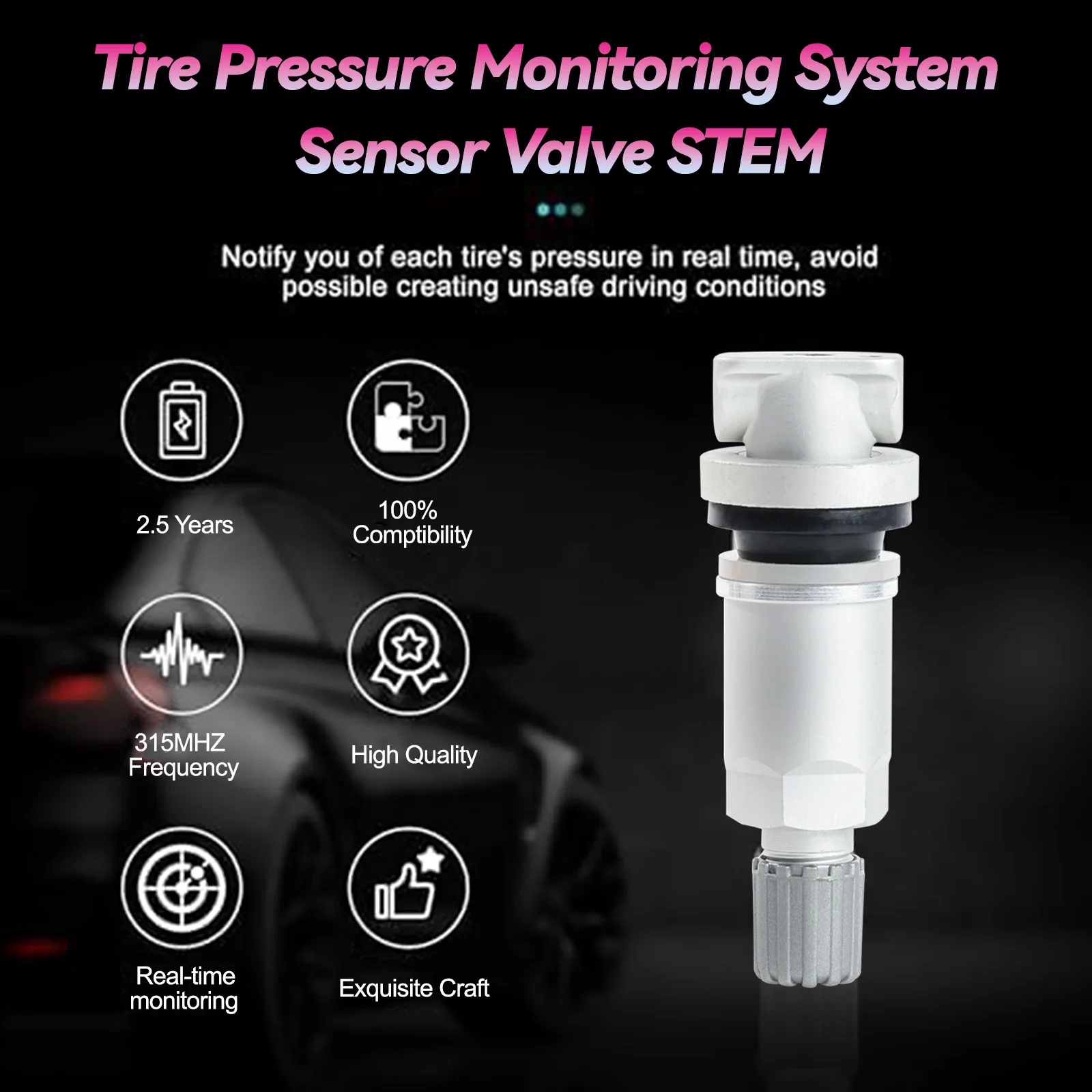 4X Car Tire Pressure Monitoring System Sensor Valve Kit For Jeep Land Rover Mitsubishi Raide Mercedes-Benz Chrysler Dodge Smart