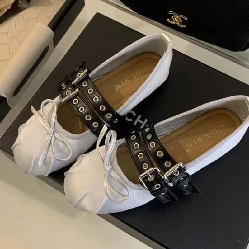 

Flat Mary Jane Shoes Women's Spring and Autumn 2026 New Satin Round Toe Bow Shoes